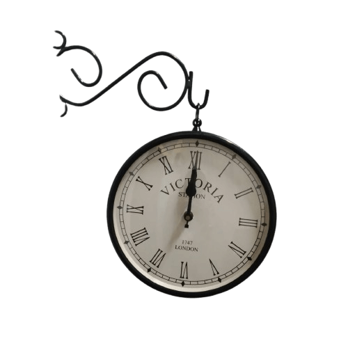 IRON DOUBLE SIDED VICTORIA CLOCK WORKS (BLACK & CREAM)